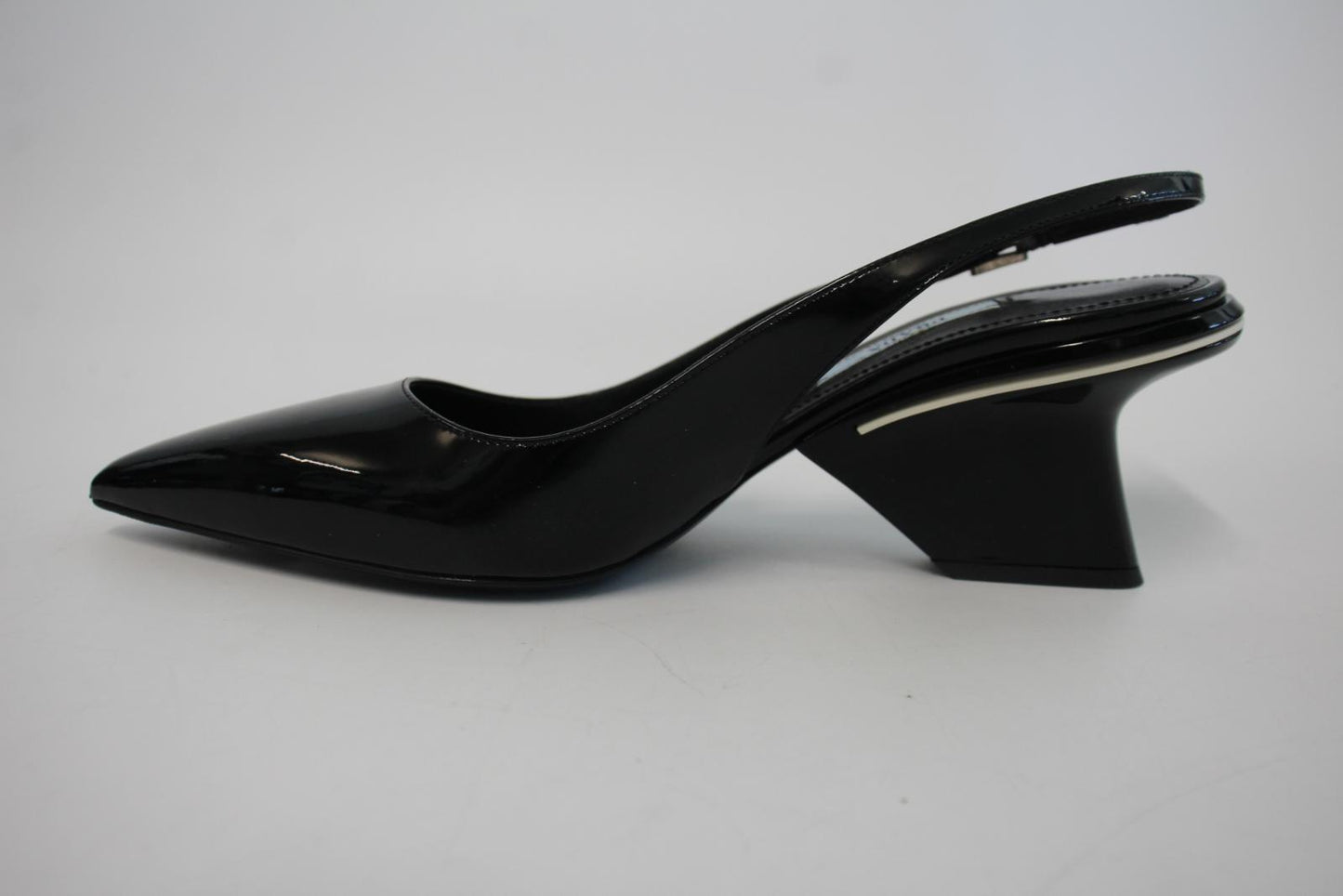 PRADA Ladies Black Patent Leather Pointed Toe Slingback Pumps EU37 UK4 NEW