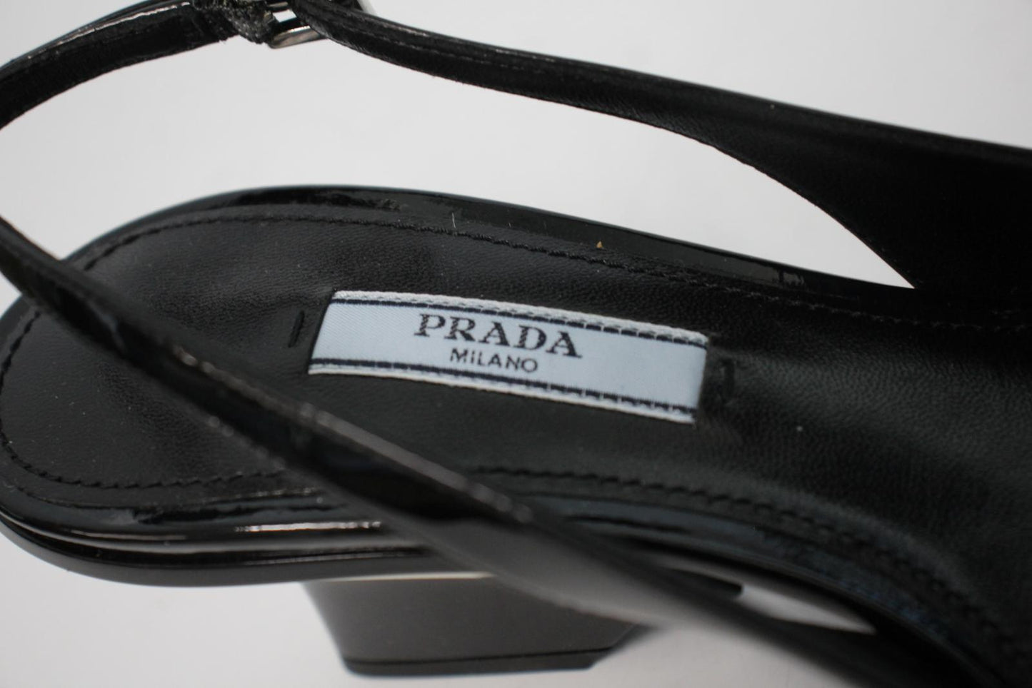 PRADA Ladies Black Patent Leather Pointed Toe Slingback Pumps EU37 UK4 NEW