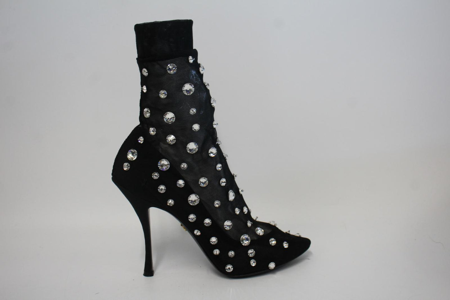 DOLCE & GABBNA Ladies Black Tulle Crystal Coco Bootie Pumps Shoes EU39 UK6 NEW