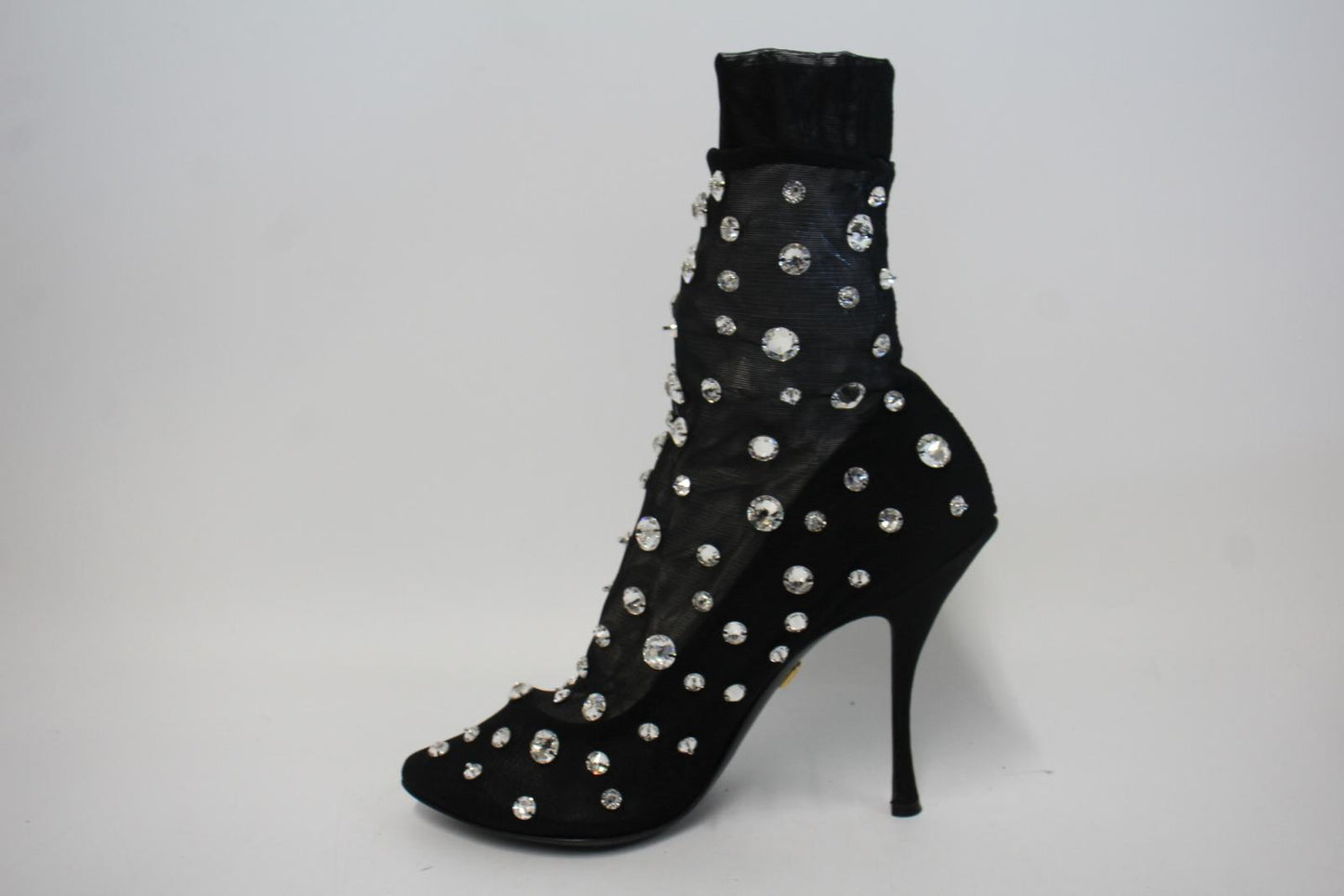 DOLCE & GABBNA Ladies Black Tulle Crystal Coco Bootie Pumps Shoes EU39 UK6 NEW