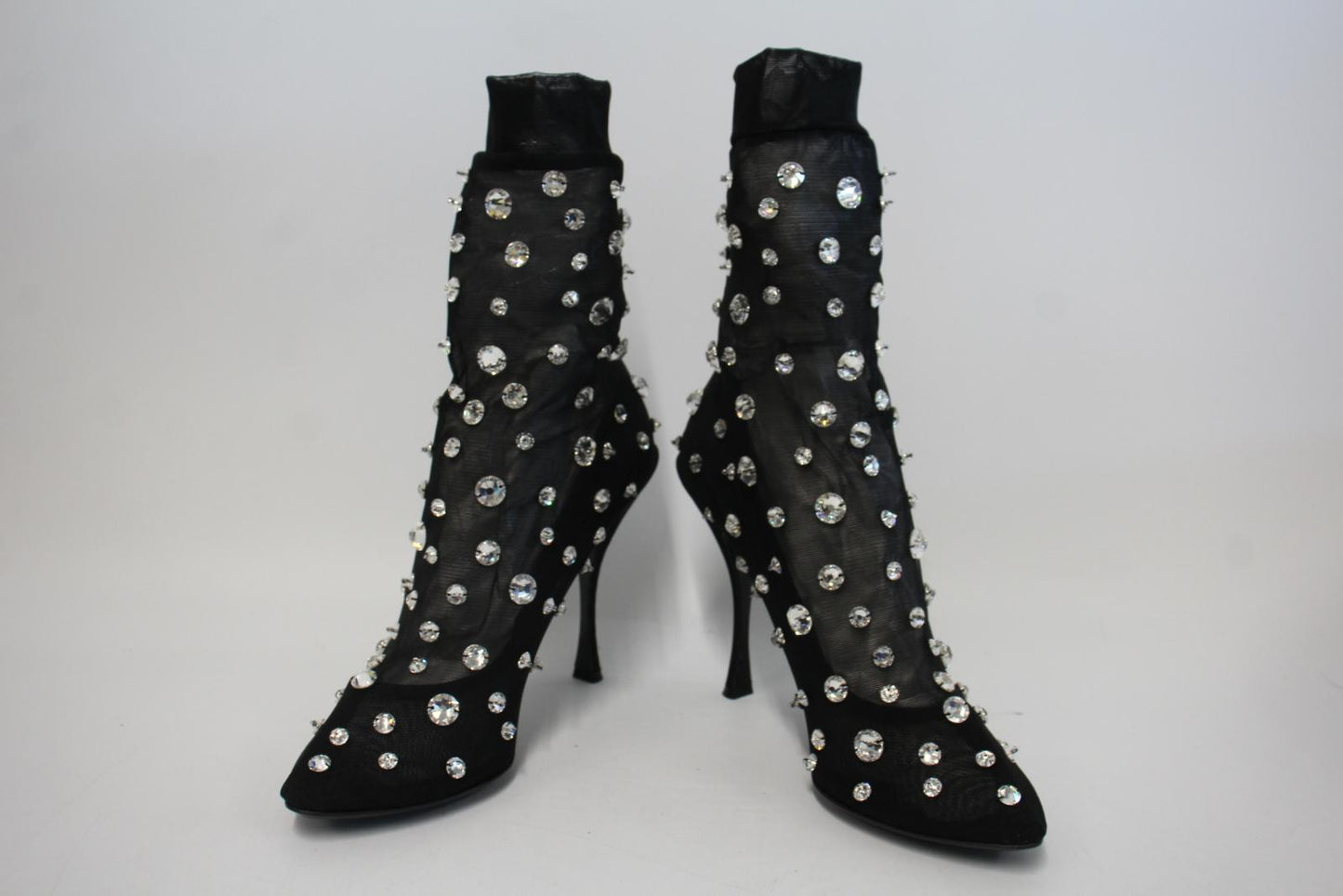 DOLCE & GABBNA Ladies Black Tulle Crystal Coco Bootie Pumps Shoes EU39 UK6 NEW