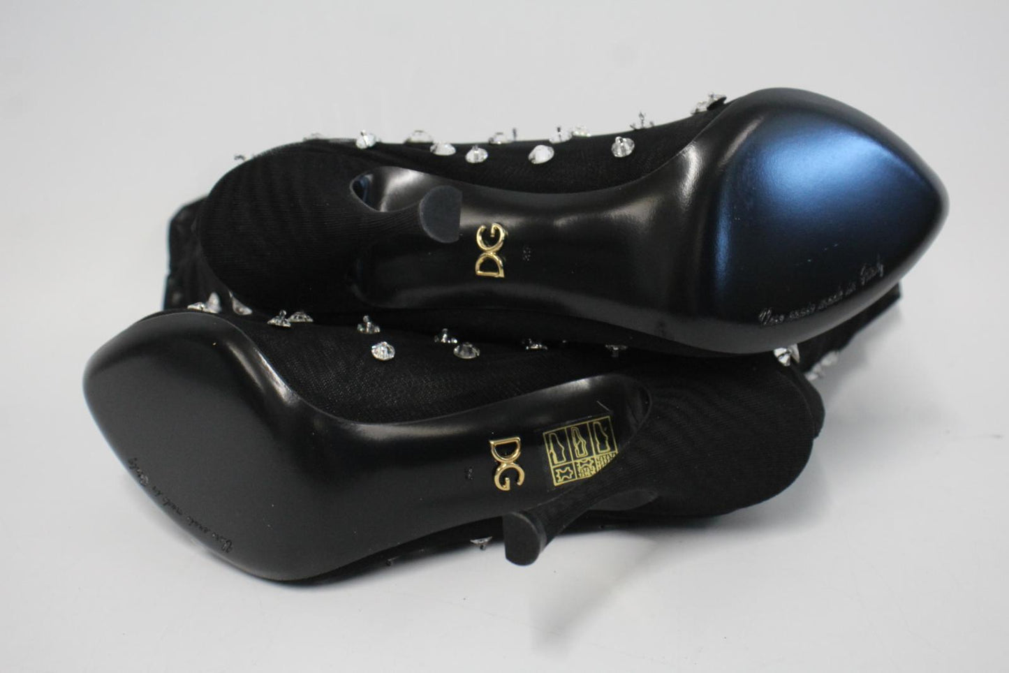 DOLCE & GABBNA Ladies Black Tulle Crystal Coco Bootie Pumps Shoes EU39 UK6 NEW
