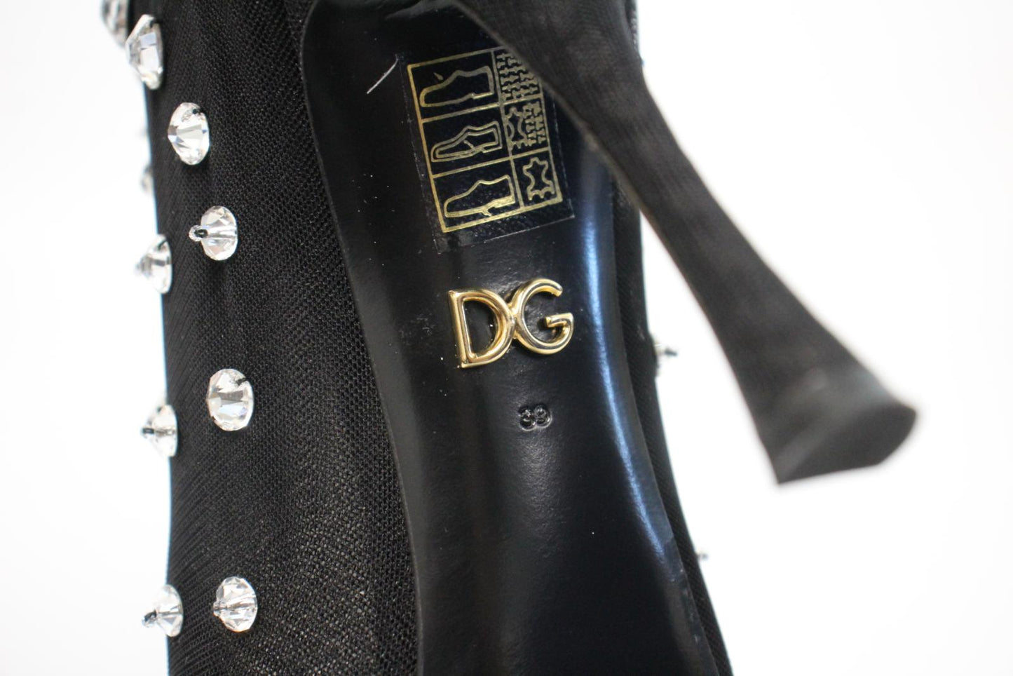 DOLCE & GABBNA Ladies Black Tulle Crystal Coco Bootie Pumps Shoes EU39 UK6 NEW