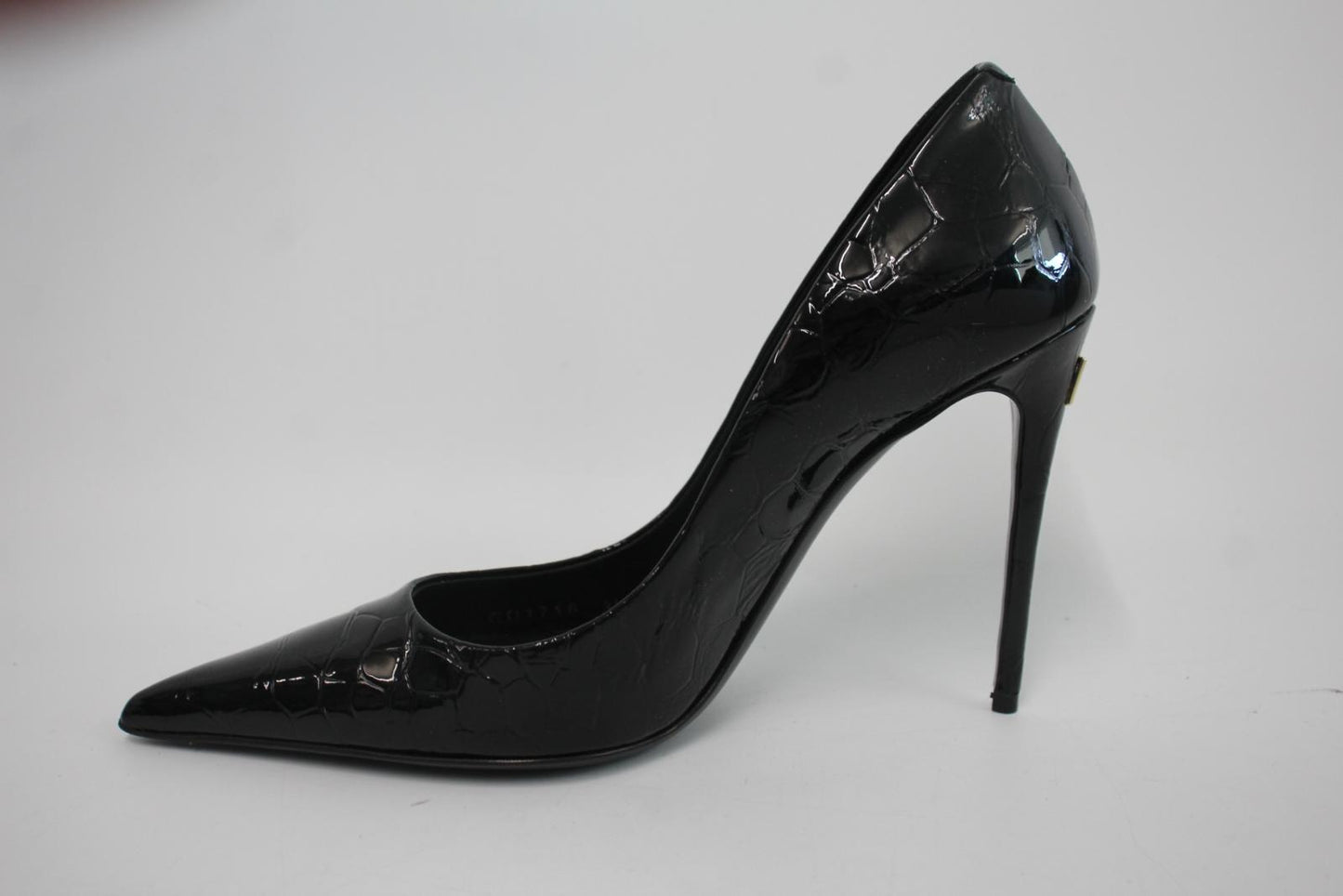 DOLCE & GABBANA Ladies Black Croc Print Patent Leather Pumps Shoes EU38 UK5 NEW