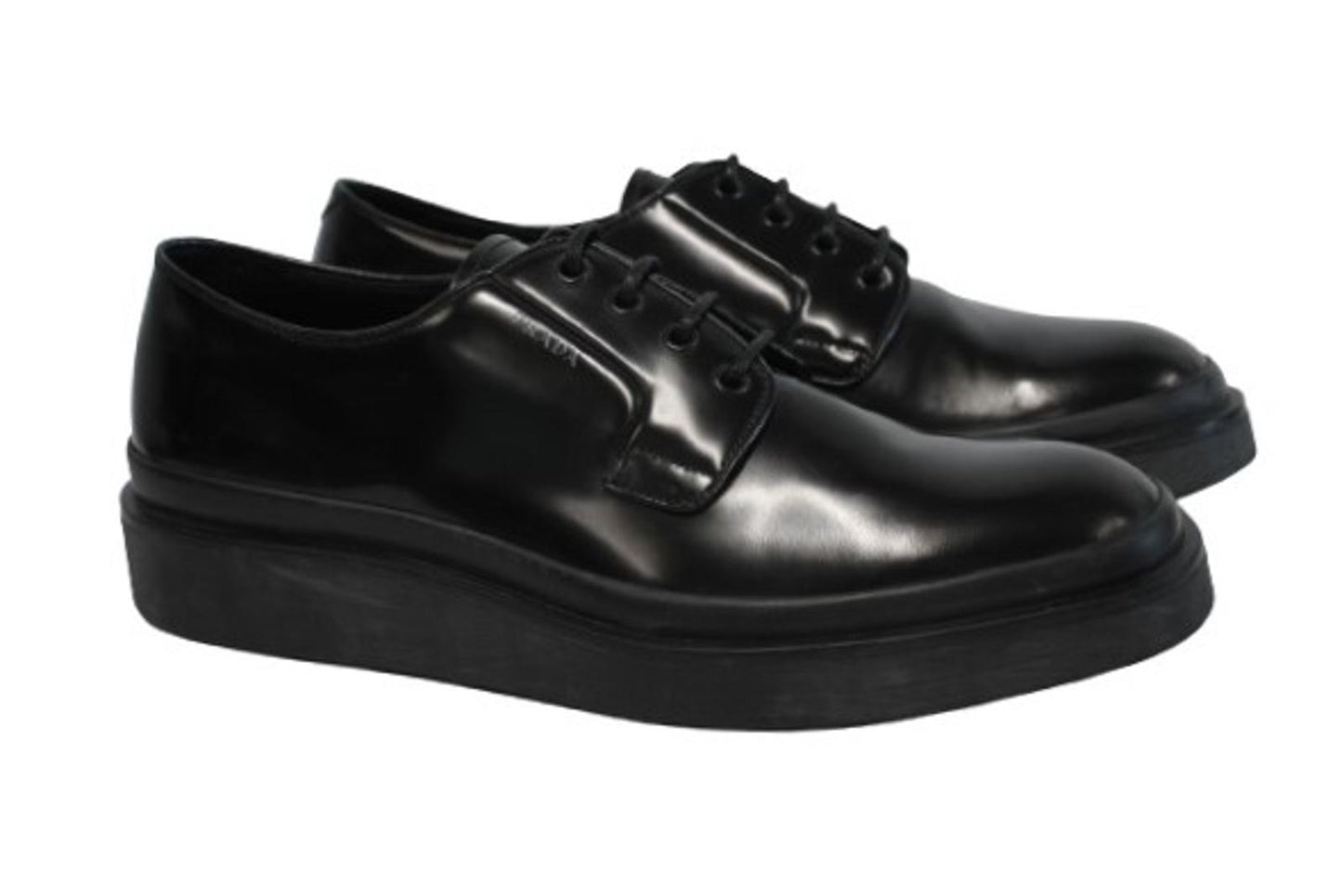 PRADA Men's 2EE311 Black Leather Raised Sole Lace-Up Formal Shoes UK10 NEW