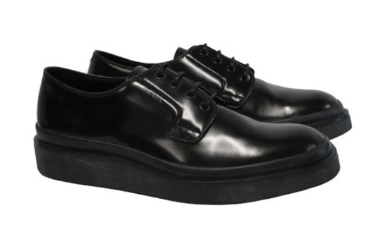 PRADA Men's 2EE311 Black Leather Raised Sole Lace-Up Formal Shoes UK10 NEW