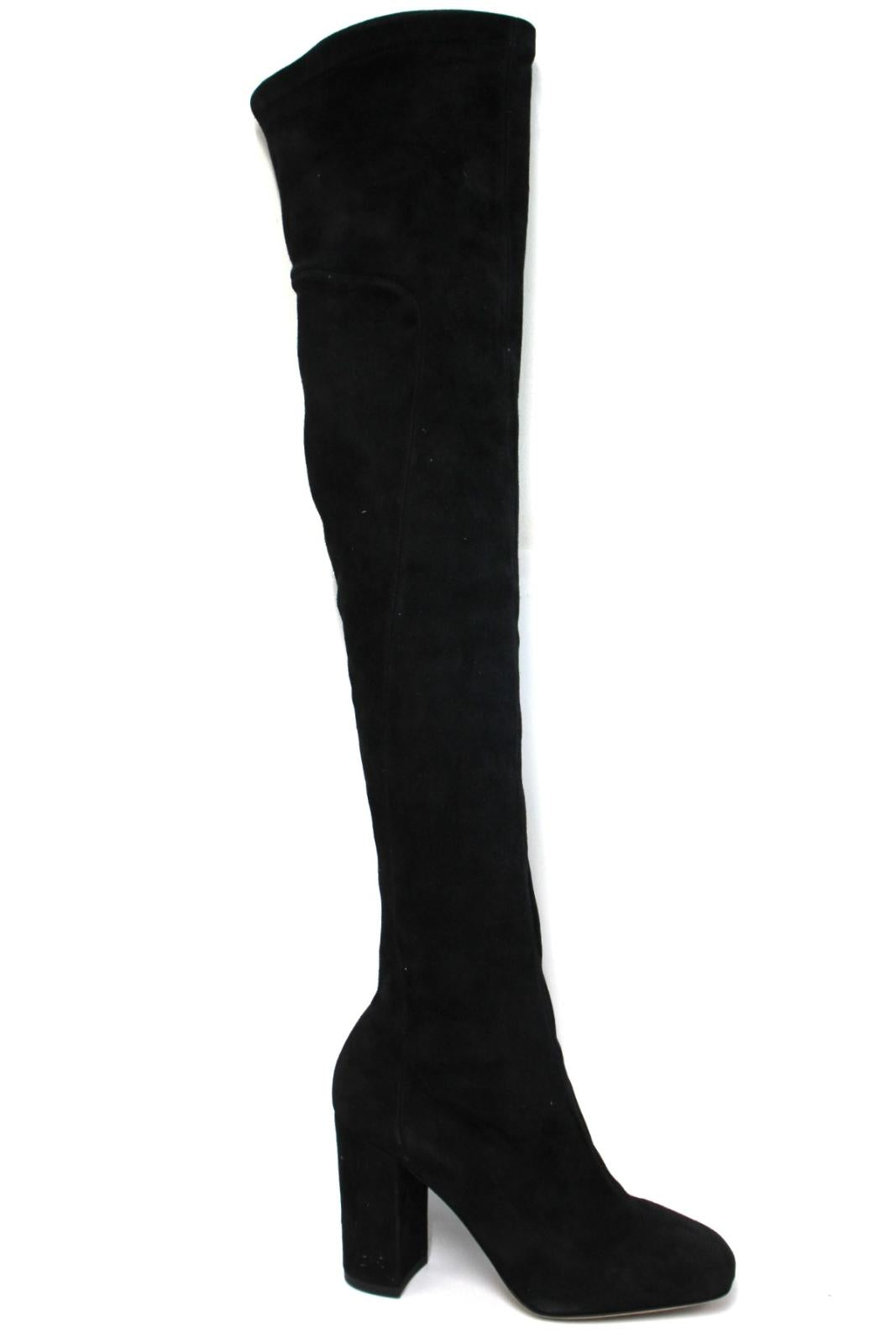 DOLCE & GABBANA Ladies Suede Pull-On Thigh High Block Heel Boots EU37 UK4 NEW