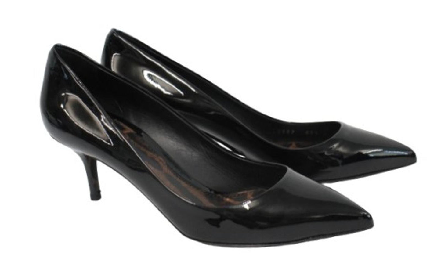 DOLCE & GABBANA Ladies Black Patent Leather Leopard Print Sole Pumps UK7.5 NEW