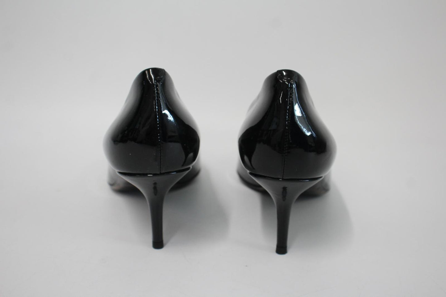 DOLCE & GABBANA Ladies Black Patent Leather Leopard Print Sole Pumps UK7.5 NEW