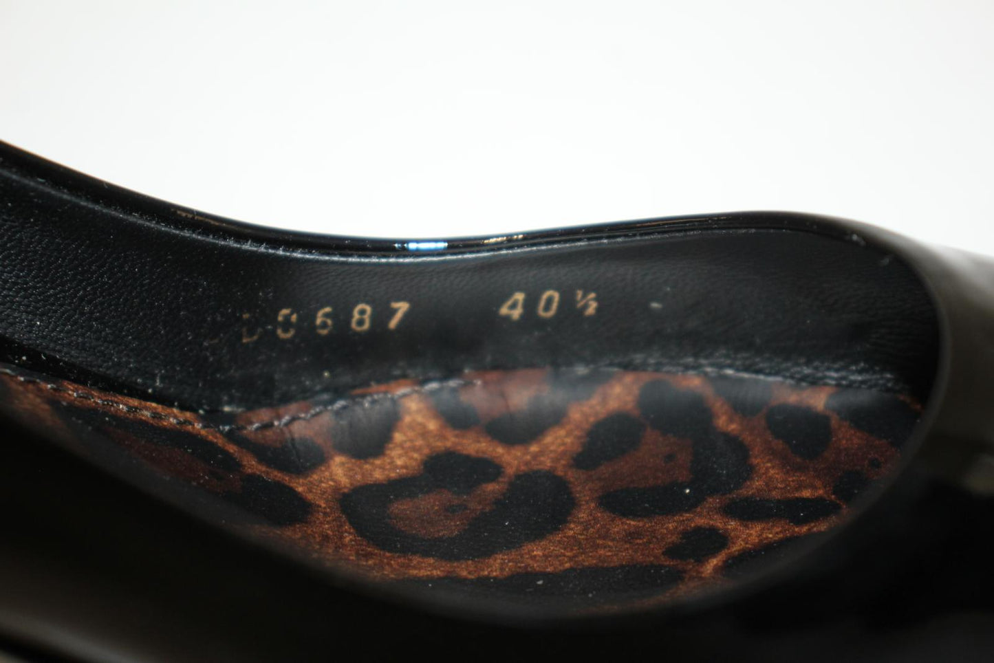 DOLCE & GABBANA Ladies Black Patent Leather Leopard Print Sole Pumps UK7.5 NEW