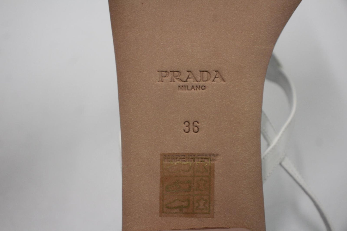 PRADA Ladies White Leather Triangle Logo Strappy Flat Sandals EU36 UK3 NEW