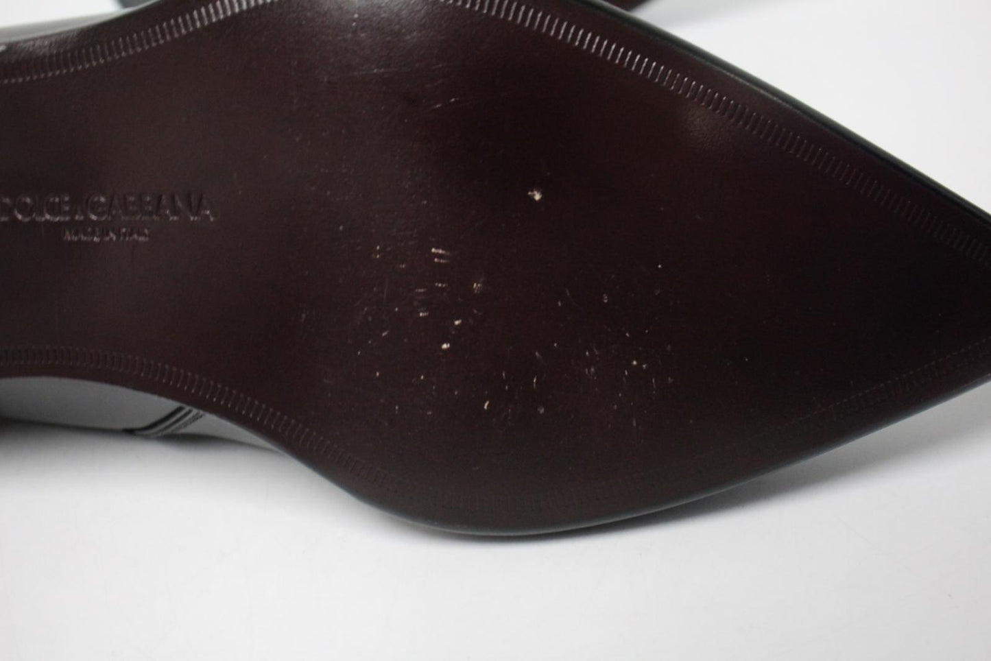 DOLCE & GABBANA Men's Black Leather Pointed Toe Logo Detail Shoes UK8.5 NEW