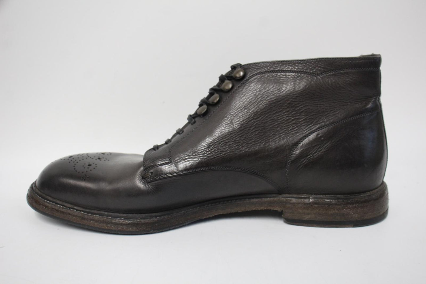 DOLCE & GABBANA Men's Dark Brown Leather Brogue Detail Ankle Boots UK10 NEW