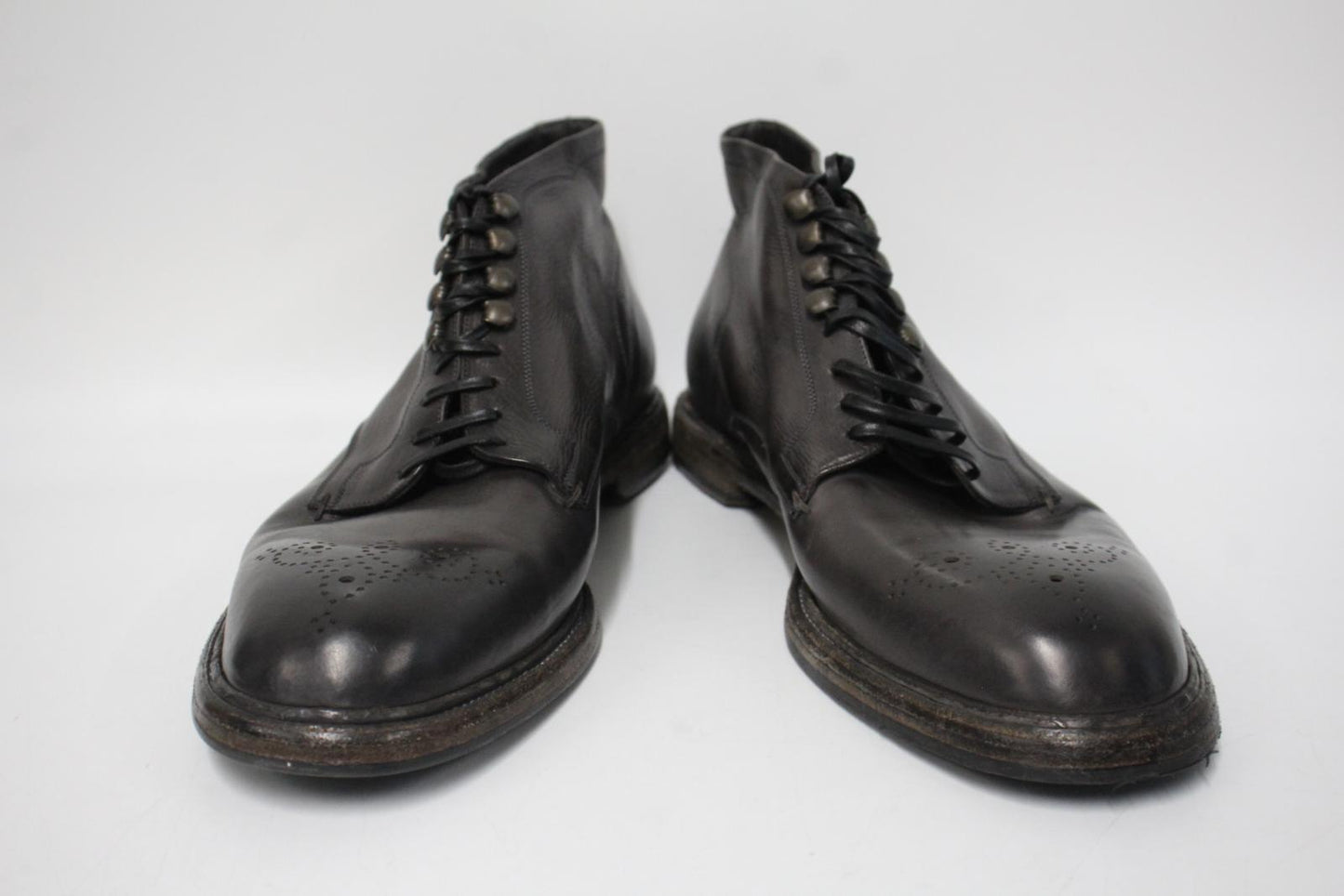 DOLCE & GABBANA Men's Dark Brown Leather Brogue Detail Ankle Boots UK10 NEW