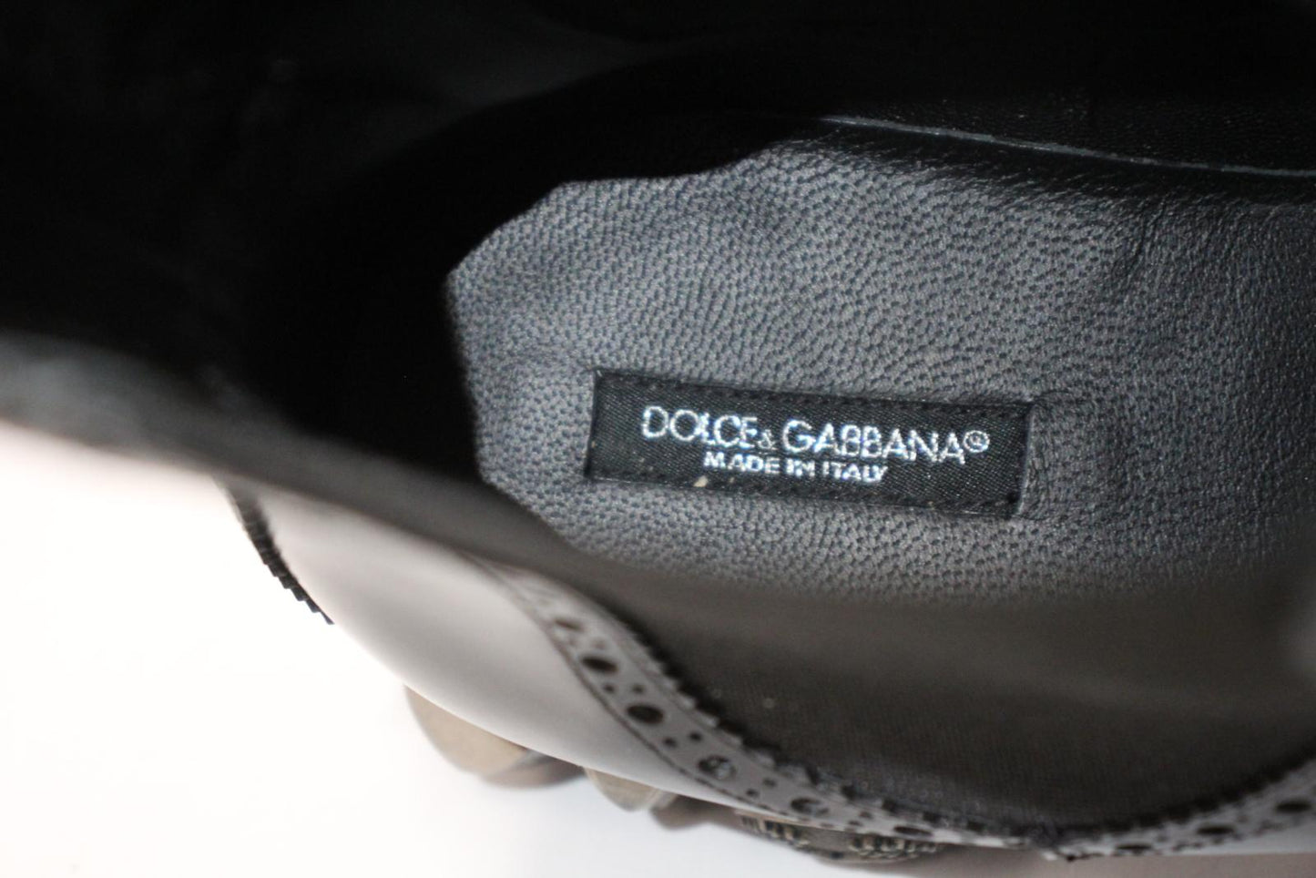 DOLCE & GABBANA Ladies Black Leather Studded Heel Brogue Chelsea Boots UK6 NEW