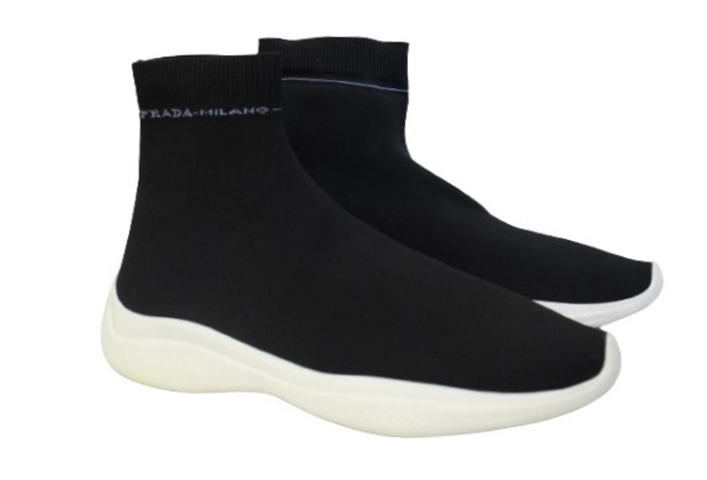 PRADA Ladies Black Stretch Knit Ankle Length Sock Sneakers EU38 UK5 NEW