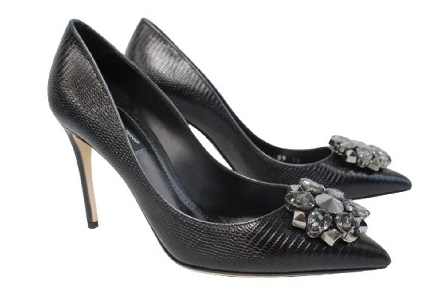 DOLCE & GABBANA Ladies Black Leather Bellucci High Heel Court Shoes EU38 UK5 NEW