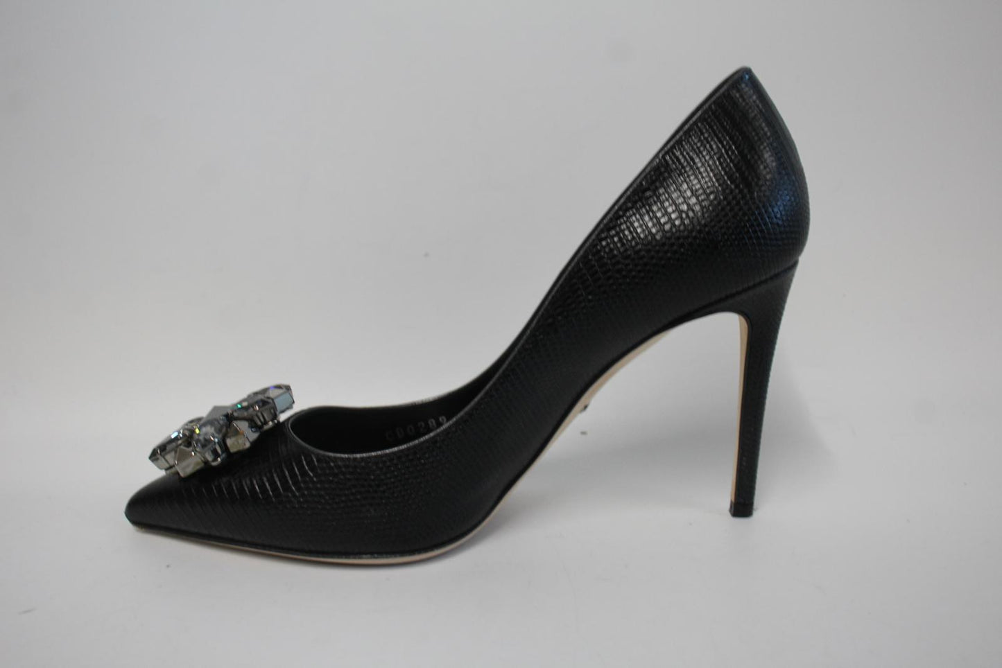 DOLCE & GABBANA Ladies Black Leather Bellucci High Heel Court Shoes EU38 UK5 NEW