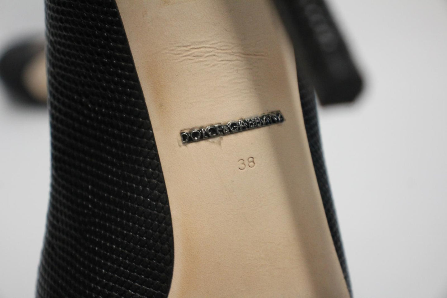 DOLCE & GABBANA Ladies Black Leather Bellucci High Heel Court Shoes EU38 UK5 NEW