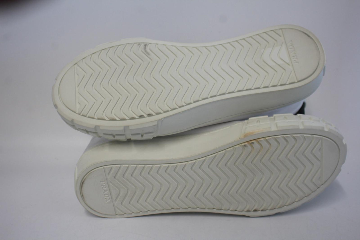 PRADA Men's White Wheel Re-Nylon High-Top Sneakers w Zip Pouch UK6.5 NEW