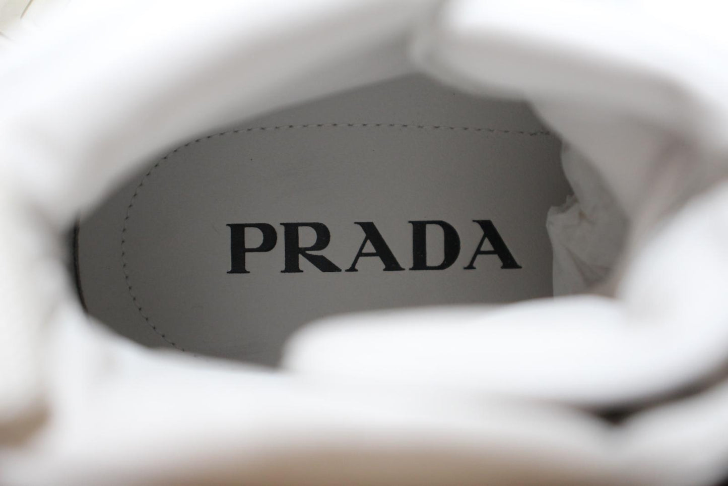 PRADA Men's White Wheel Re-Nylon High-Top Sneakers w Zip Pouch UK6.5 NEW
