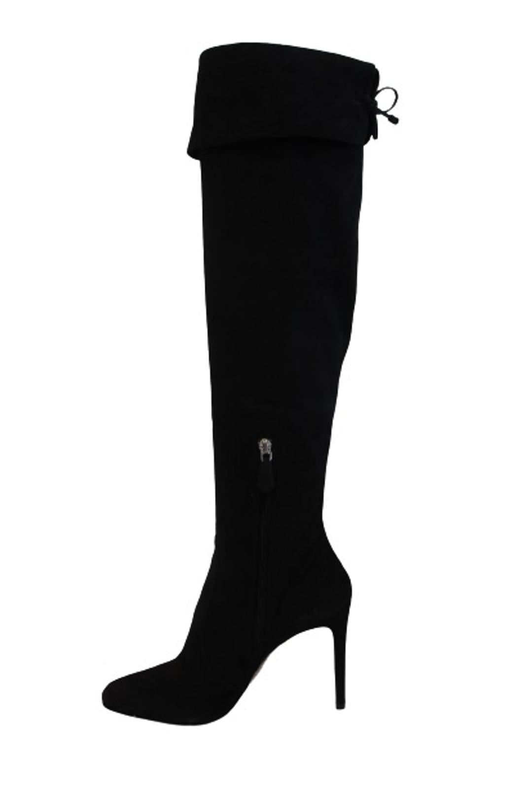 PRADA Ladies Black Suede Over The Knee Side Zip High Heel Boots EU38 UK5 NEW