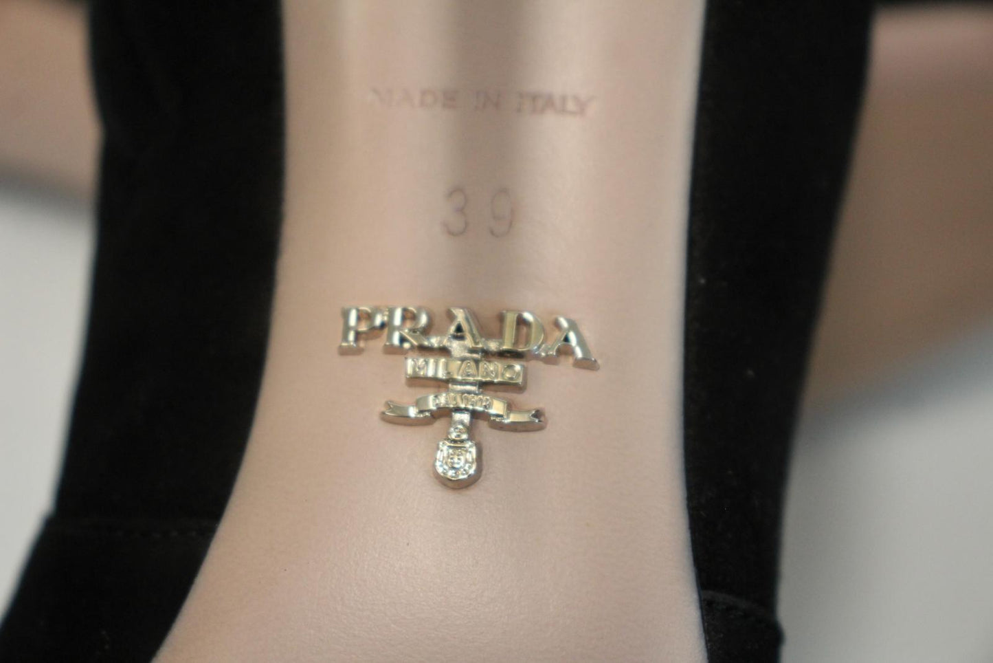 PRADA Ladies Black Suede Over The Knee Side Zip High Heel Boots EU38 UK5 NEW
