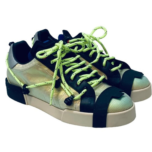 DOLCE & GABBANA Black Rim Neon Layer Men's Sneaker Trainer Size UK 8 NEW