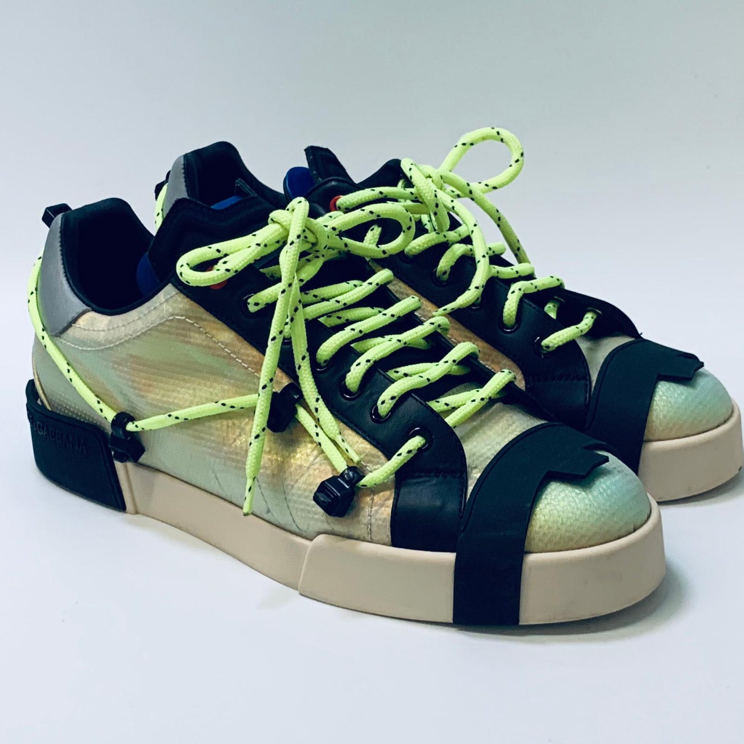 DOLCE & GABBANA Black Rim Neon Layer Men's Sneaker Trainer Size UK 8 NEW