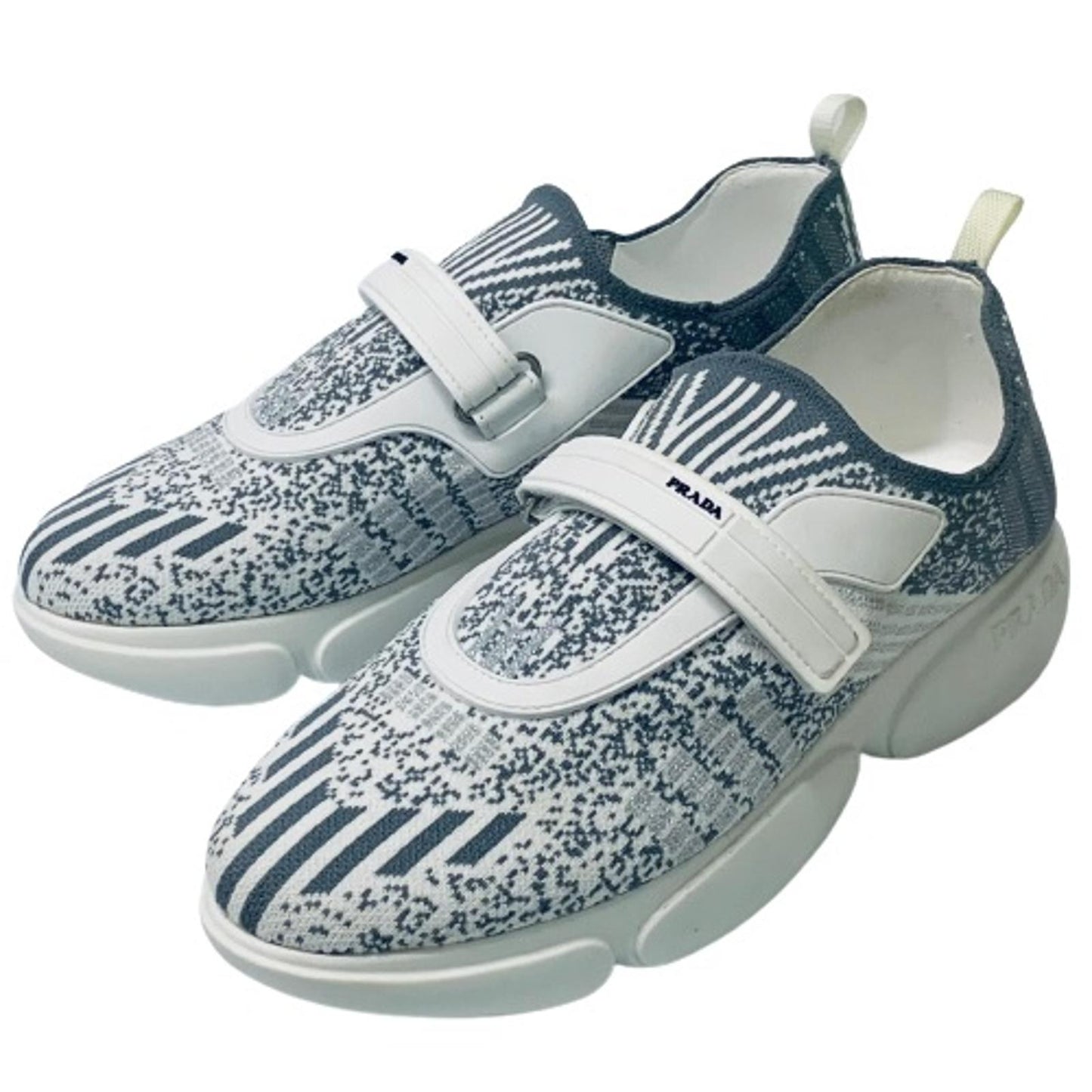 PRADA White Ladies Slip On Blue Knit Upper Sneaker Trainer Size UK 4.5 NEW