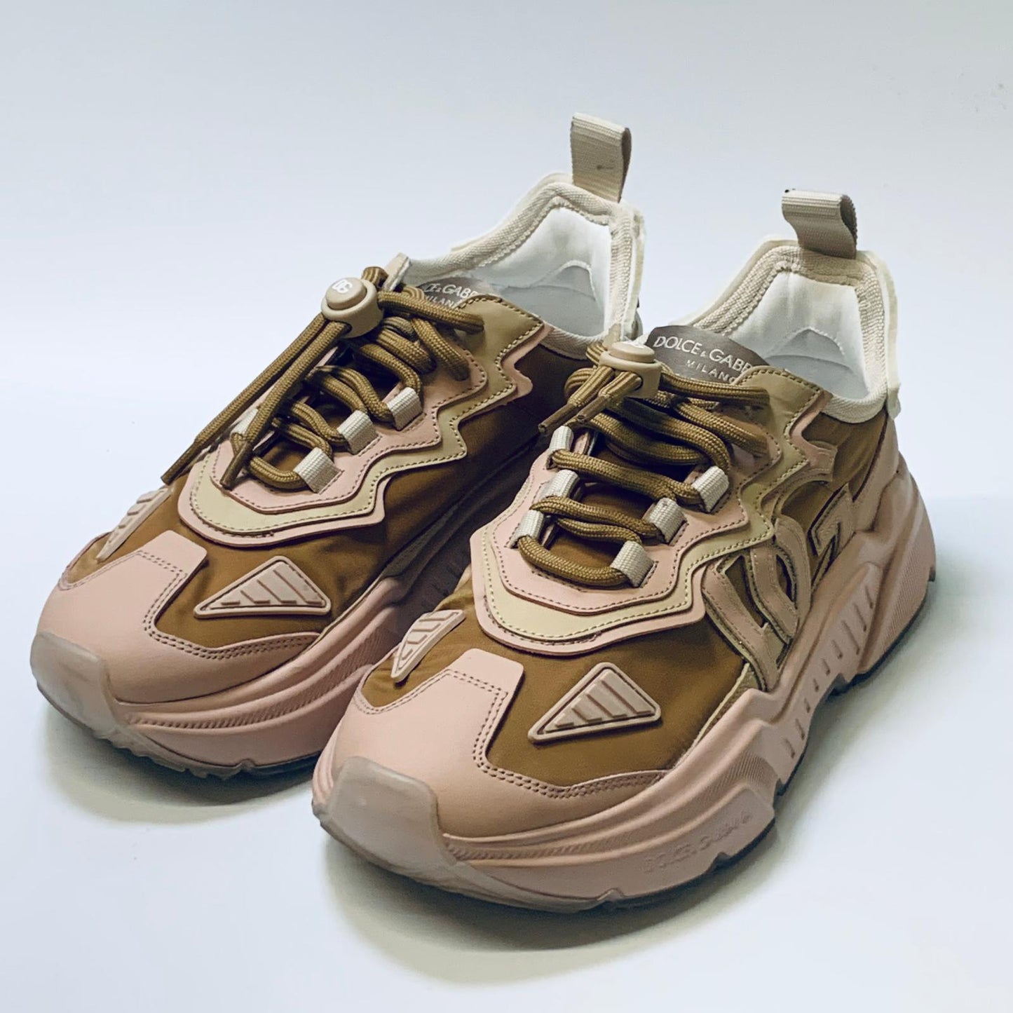 DOLCE & GABBANA Pink Ladies Beige Track Sneaker Trainer Size UK 6 NEW