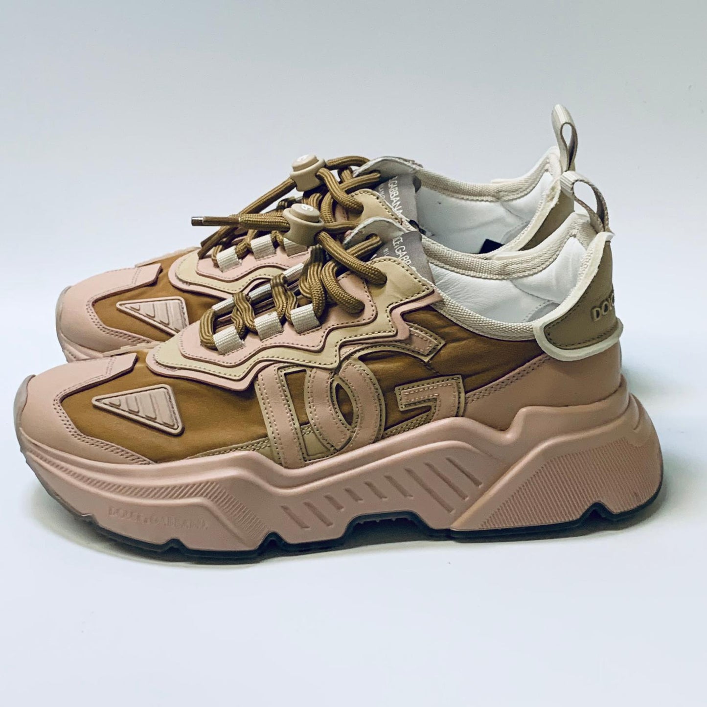 DOLCE & GABBANA Pink Ladies Beige Track Sneaker Trainer Size UK 6 NEW