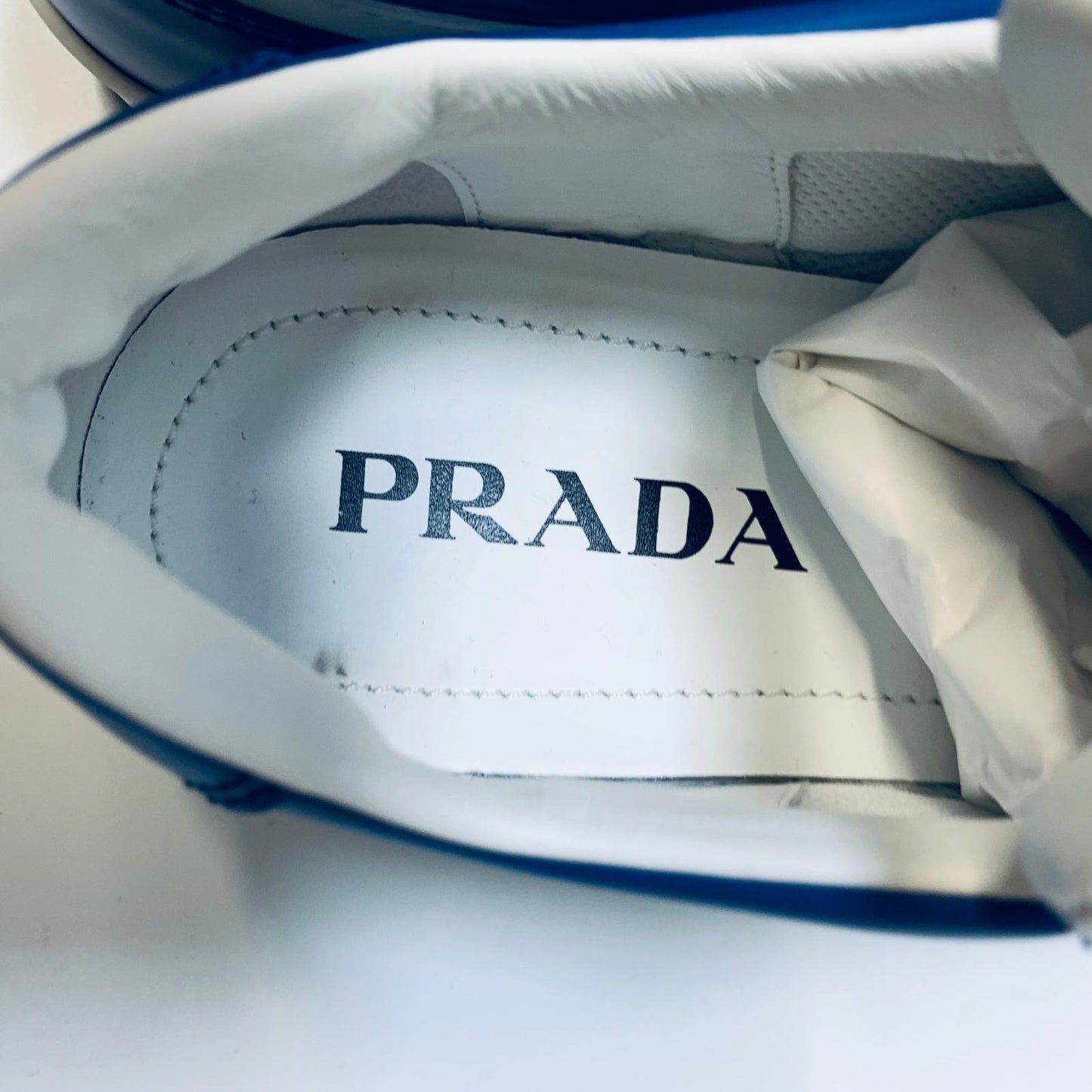 PRADA Blue Ladies Classic Sneaker Trainer Lace Up Shoe Size UK 5.5 NEW
