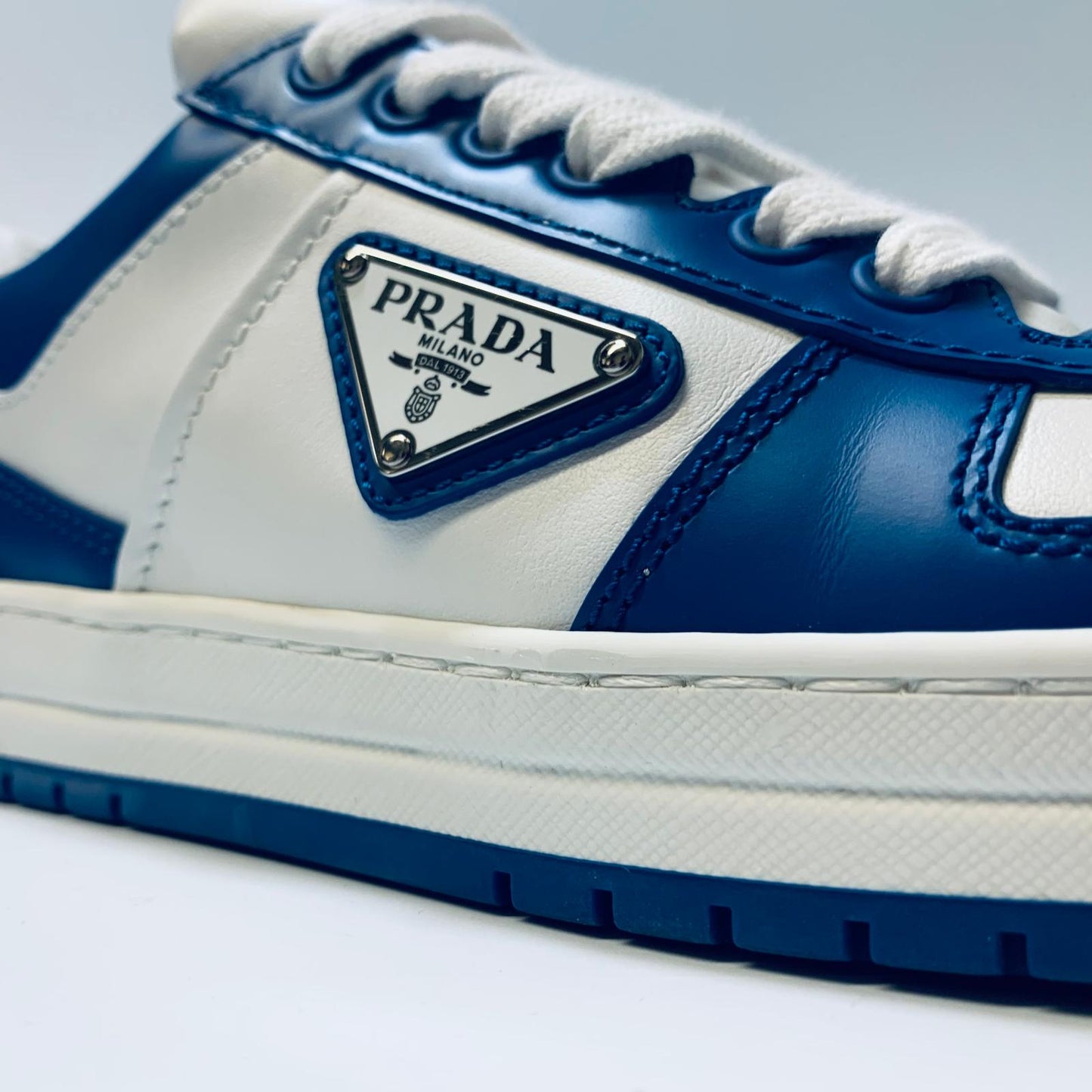 PRADA Blue Ladies Classic Sneaker Trainer Lace Up Shoe Size UK 5.5 NEW