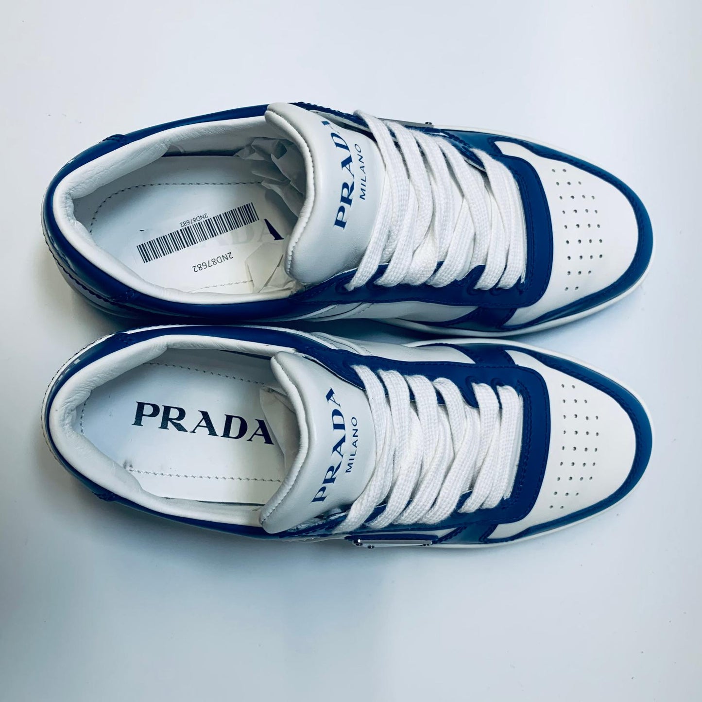 PRADA Blue Ladies Classic Sneaker Trainer Lace Up Shoe Size UK 5.5 NEW