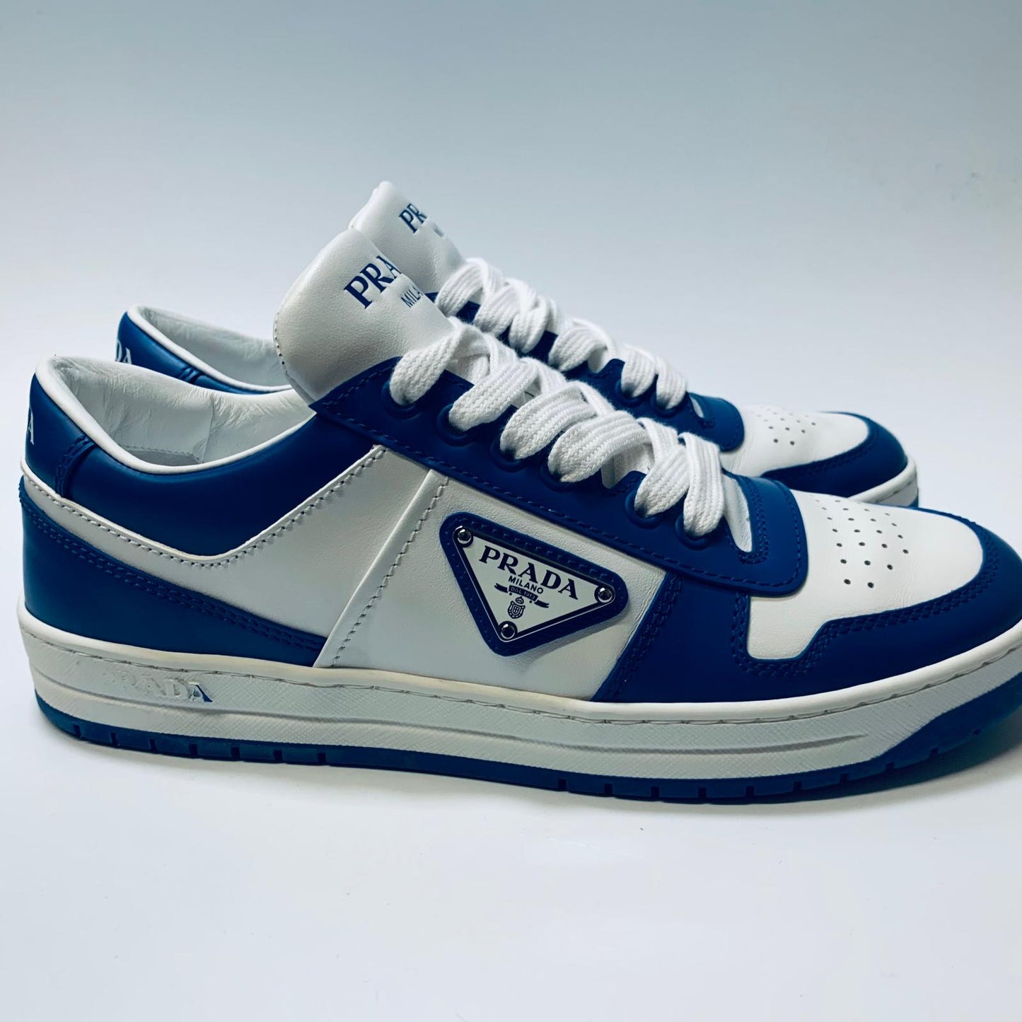 PRADA Blue Ladies Classic Sneaker Trainer Lace Up Shoe Size UK 5.5 NEW