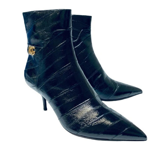 DOLCE & GABBANA Black Slip On Pointed Toe Bootie Heels Size UK 6.5 NEW