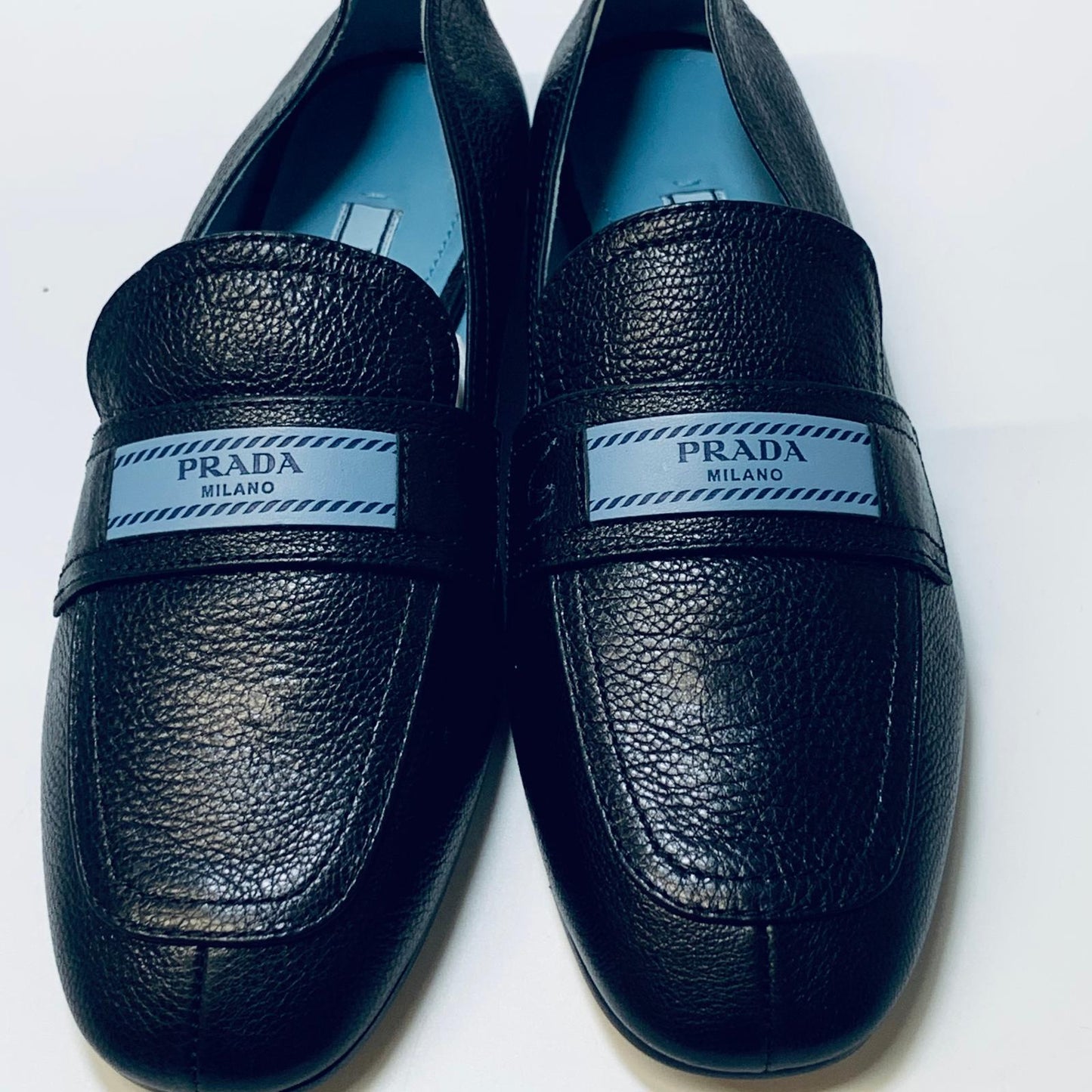 PRADA Black Ladies Classic Slip On Leather Flat Loafers Shoes UK 3.5 NEW