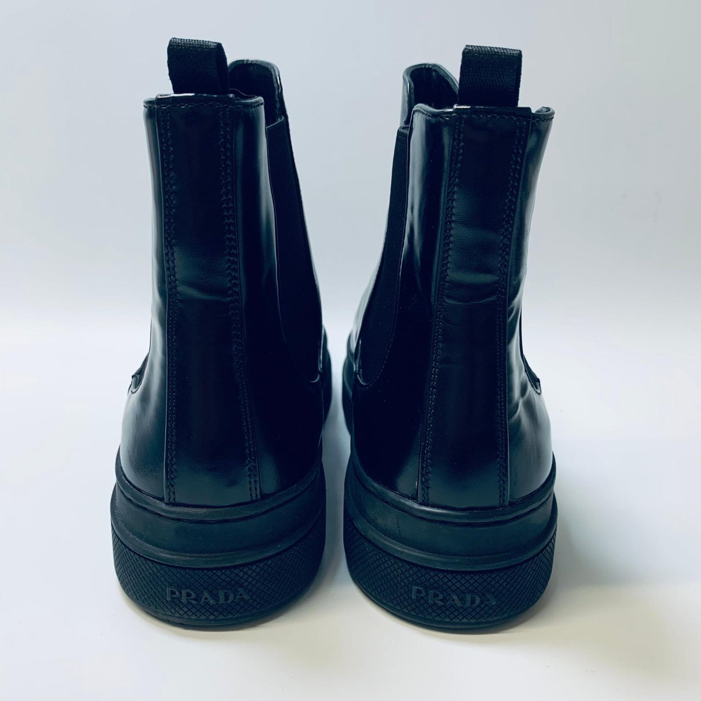 PRADA Black Ladies Slip On Classic Gusset Patent Leather Chelsea Boot UK 7 NEW
