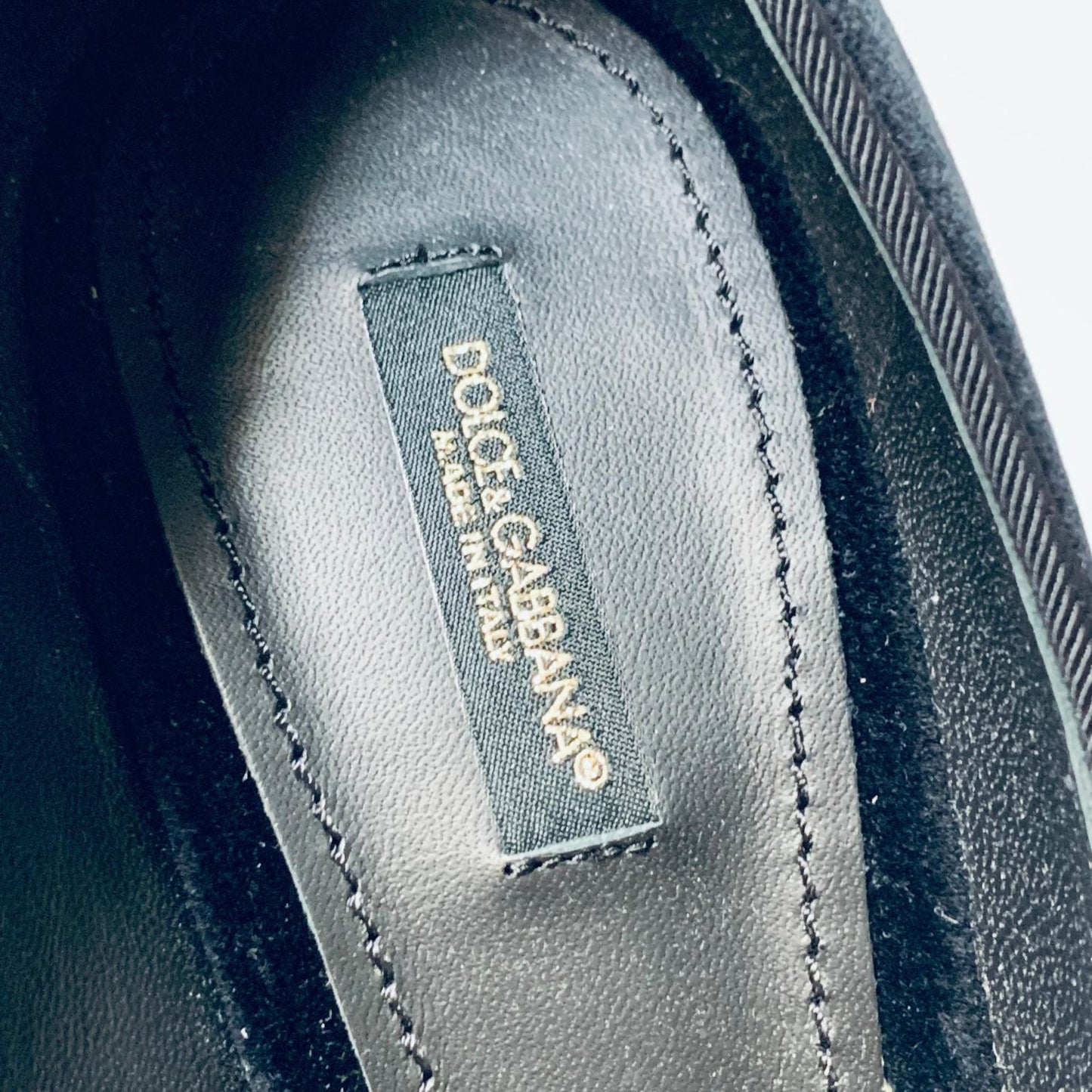 DOLCE & GABBANA Black Velvet Ladies Heels Sacred Heart Banner Shoes UK 7 NEW