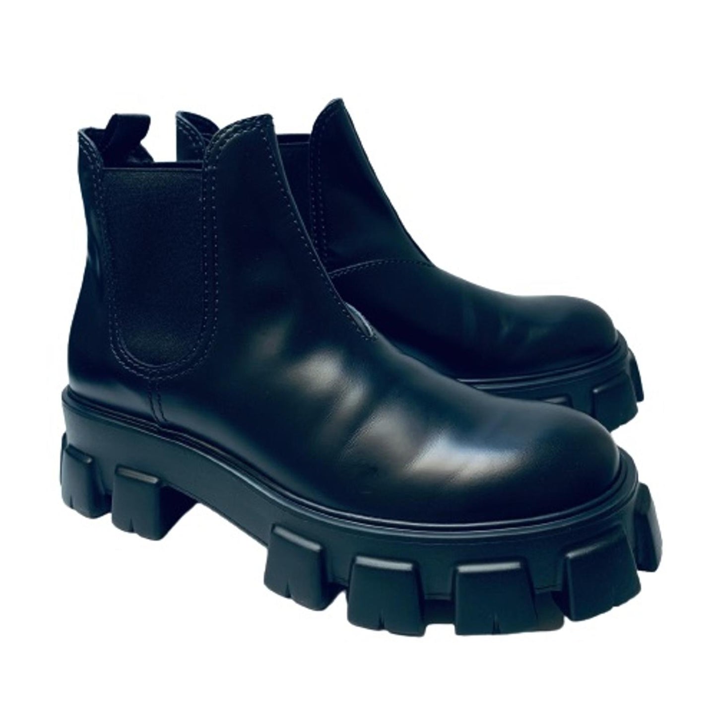 PRADA Black Men's Chunky Sole Chelsea Boot Biker Size UK 10 NEW