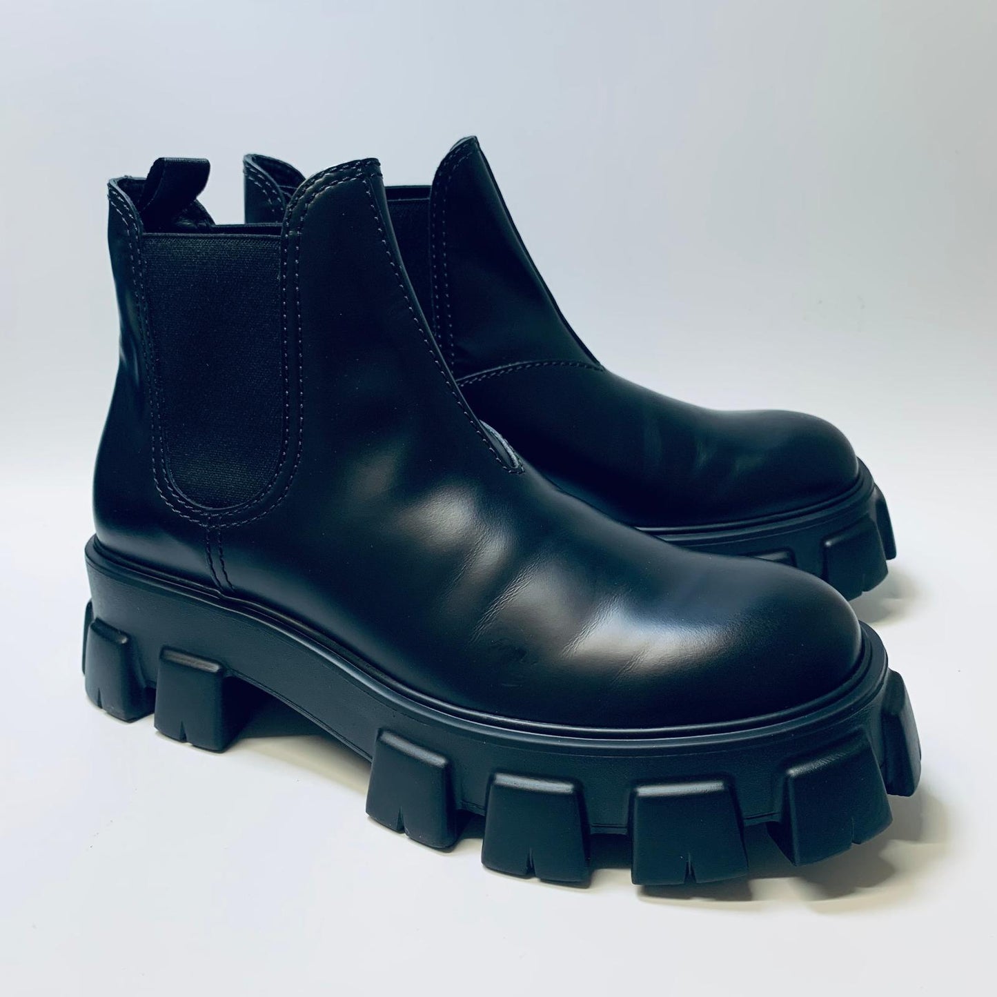PRADA Black Men's Chunky Sole Chelsea Boot Biker Size UK 10 NEW