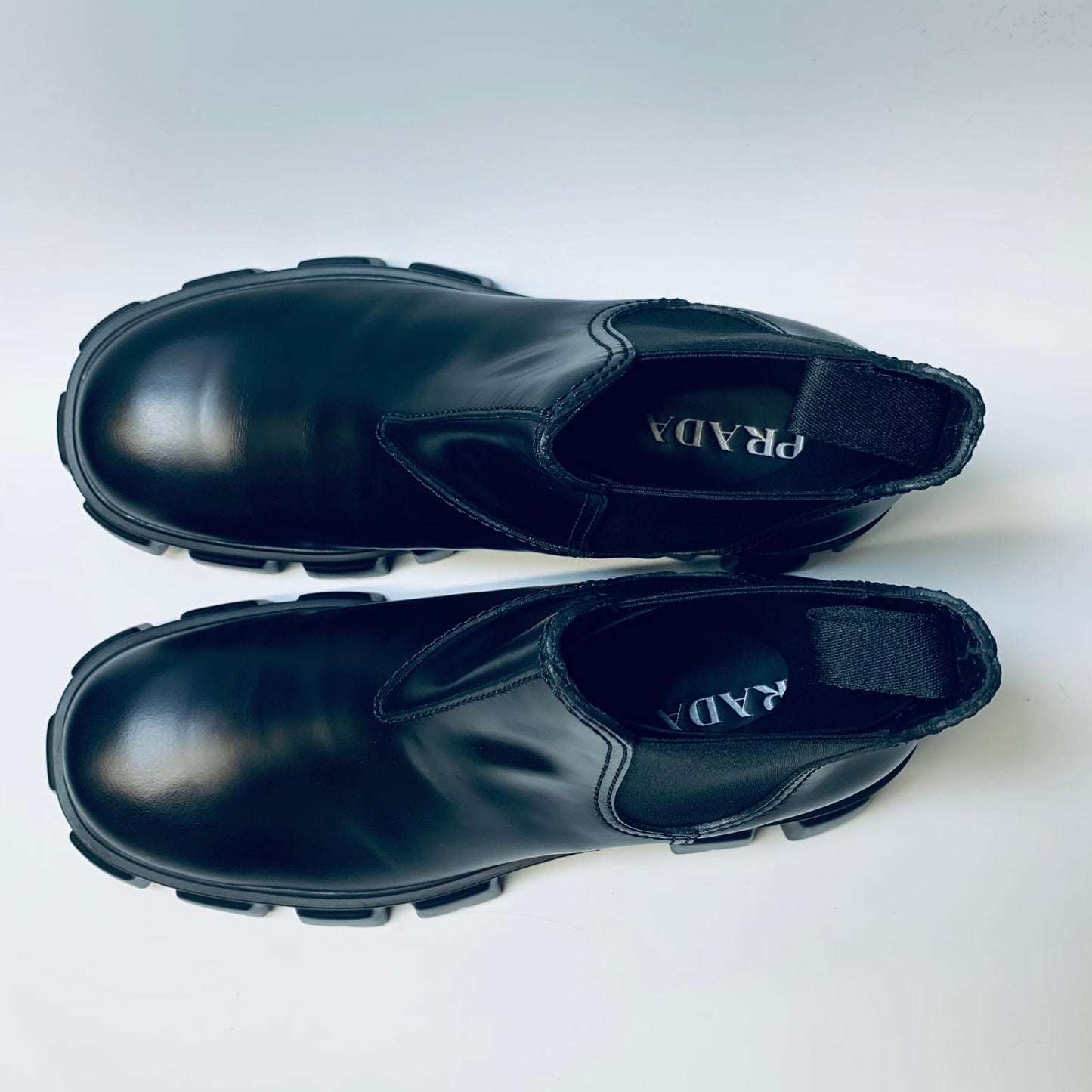 PRADA Black Men's Chunky Sole Chelsea Boot Biker Size UK 10 NEW
