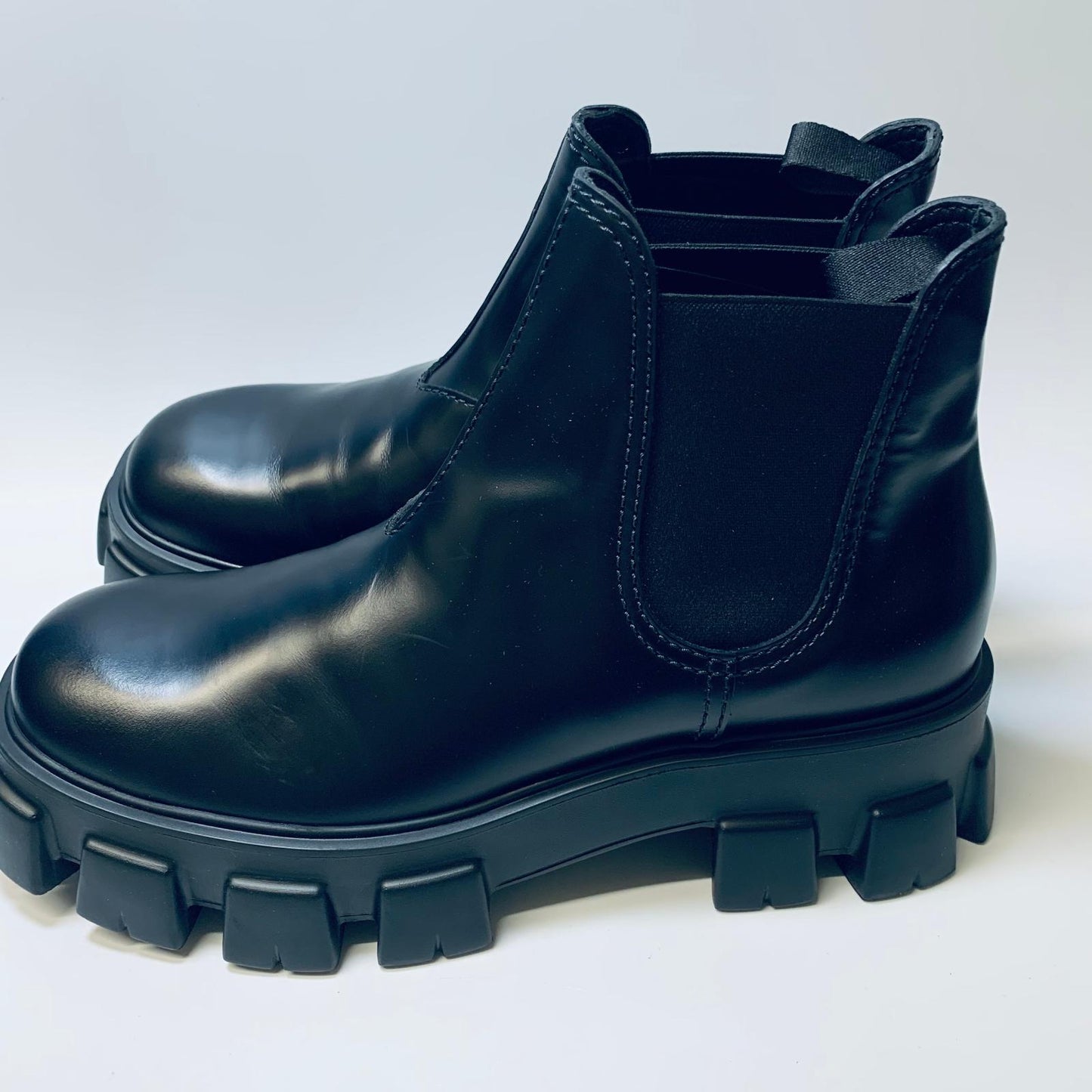 PRADA Black Men's Chunky Sole Chelsea Boot Biker Size UK 10 NEW