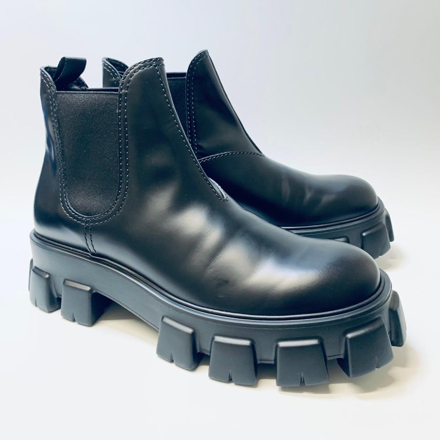 PRADA Black Men's Chunky Sole Chelsea Boot Biker Size UK 10 NEW
