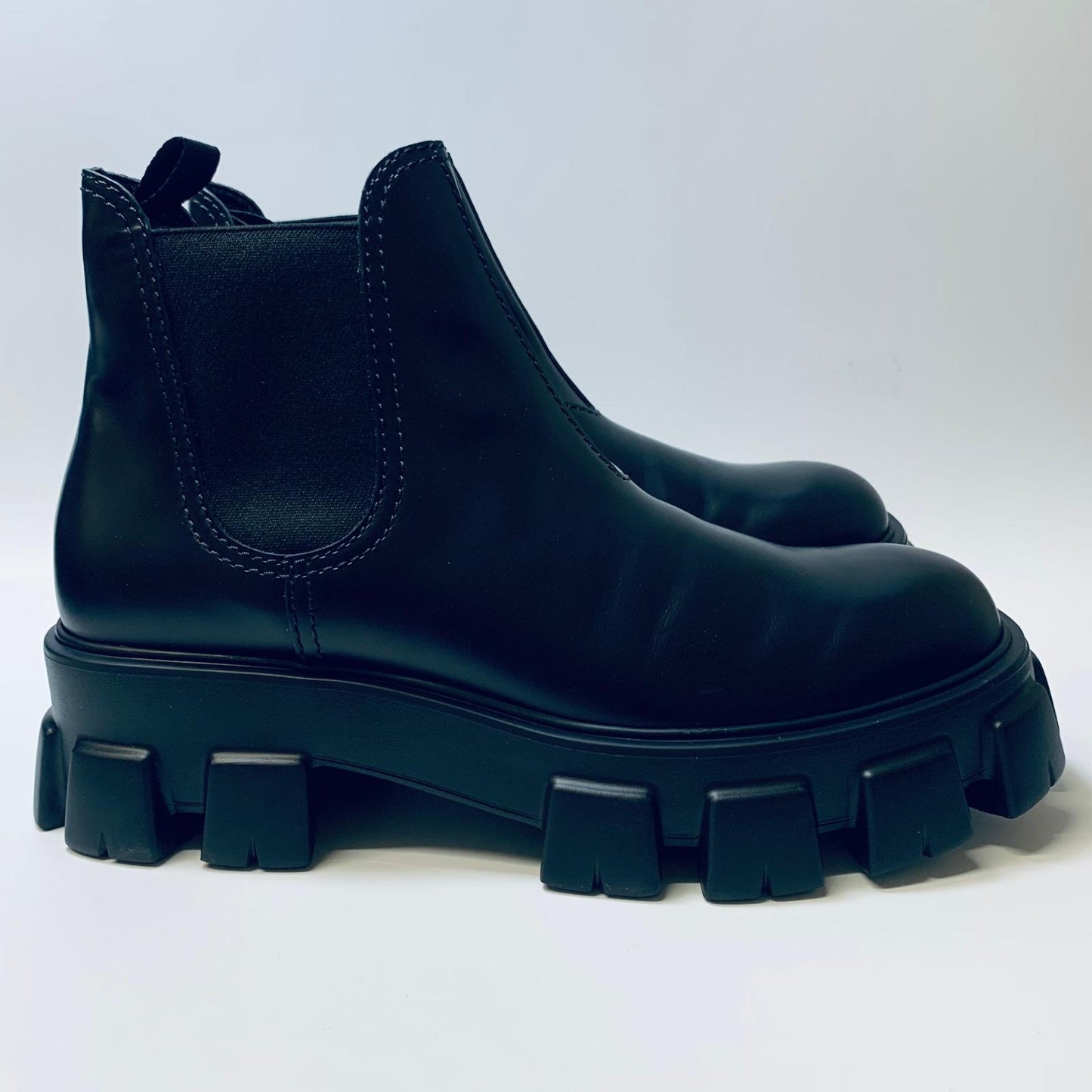PRADA Black Men's Chunky Sole Chelsea Boot Biker Size UK 10 NEW