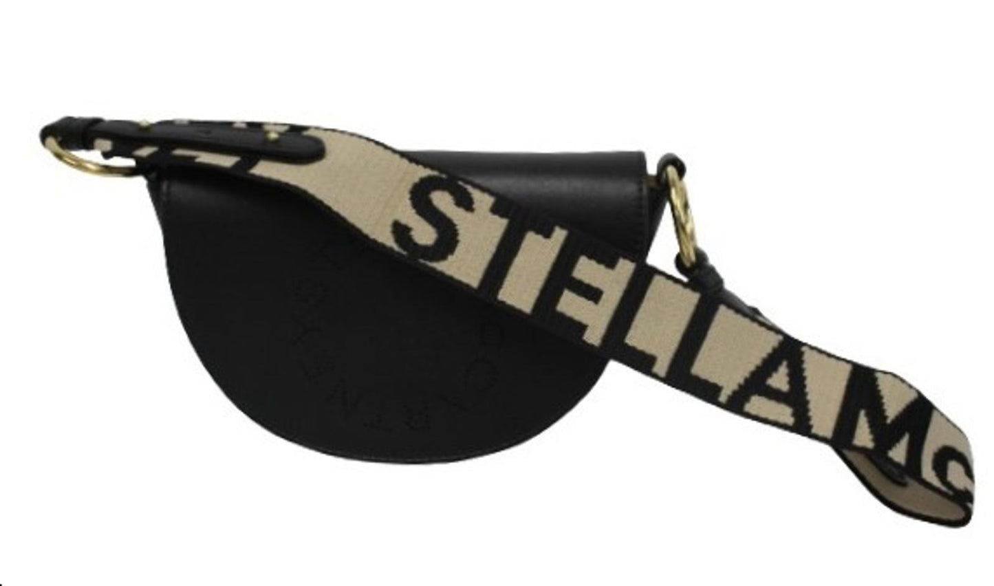 STELLA MCCARTNEY Ladies Black Eco Faux Leather Flap Front Mini Shoulder Bag NEW