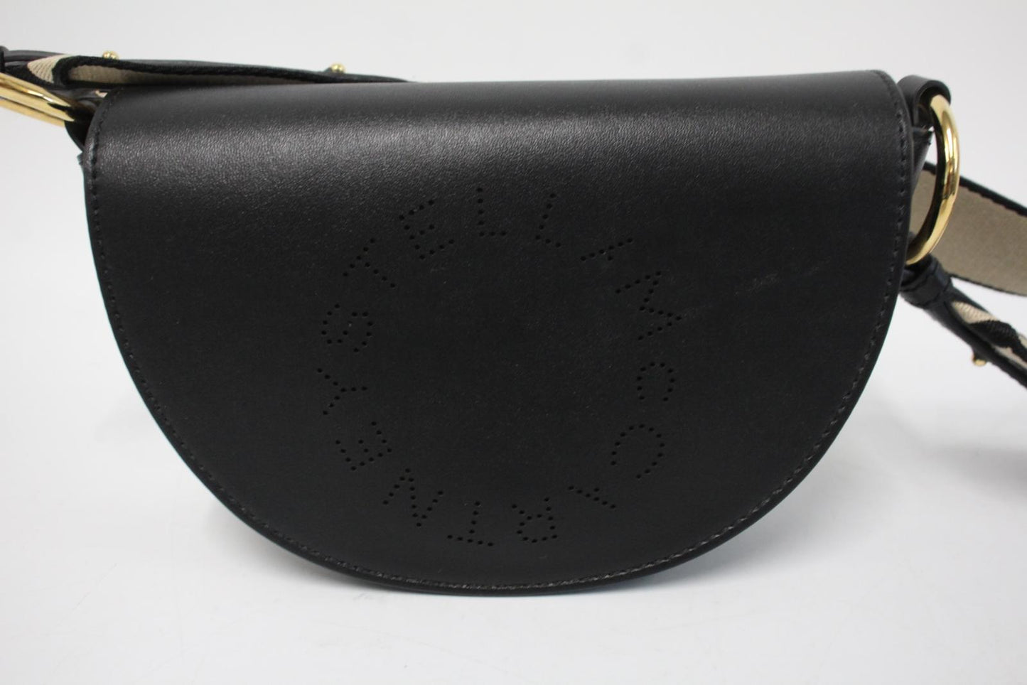 STELLA MCCARTNEY Ladies Black Eco Faux Leather Flap Front Mini Shoulder Bag NEW