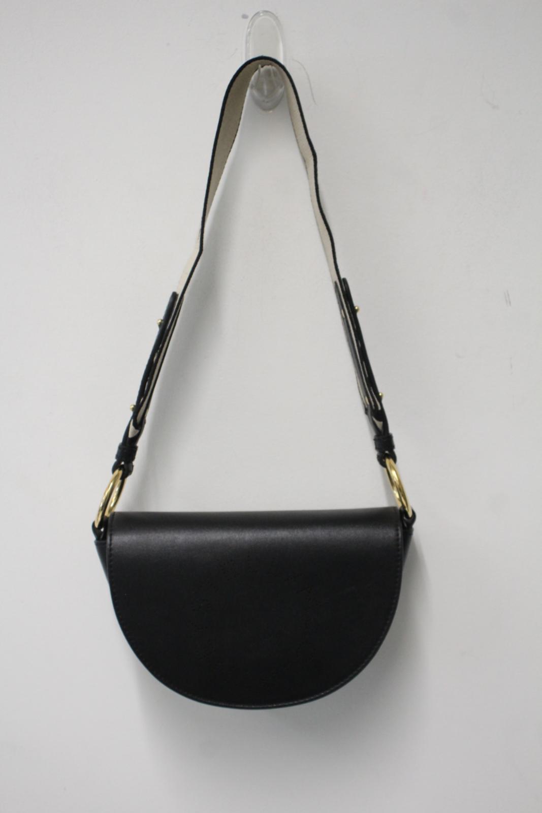 STELLA MCCARTNEY Ladies Black Eco Faux Leather Flap Front Mini Shoulder Bag NEW
