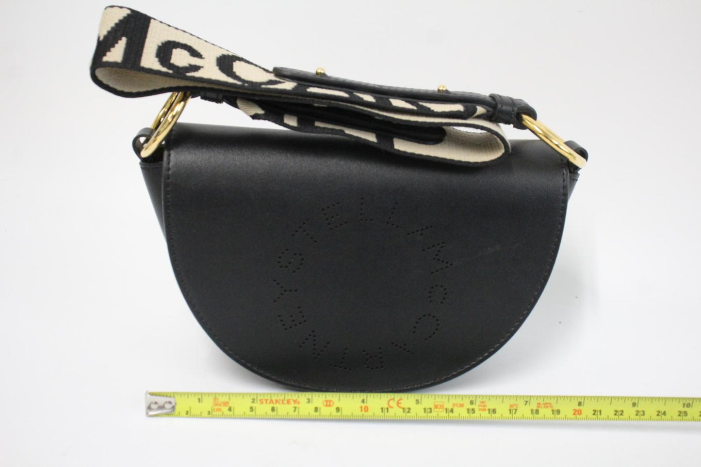 STELLA MCCARTNEY Ladies Black Eco Faux Leather Flap Front Mini Shoulder Bag NEW